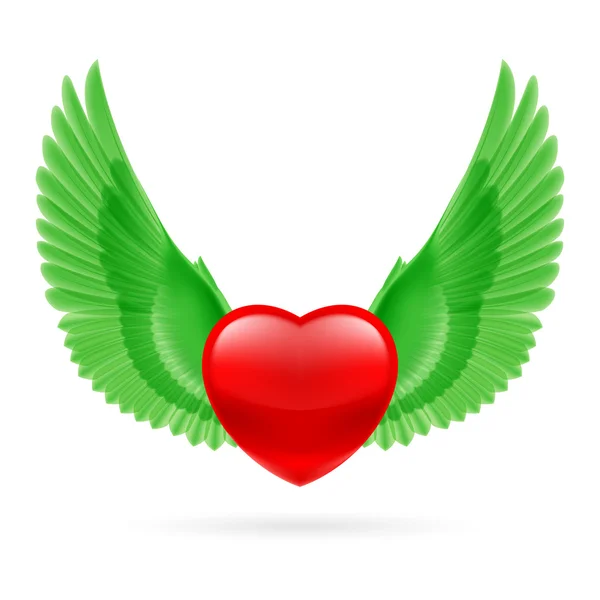 Heart with raised wings — Stock Vector