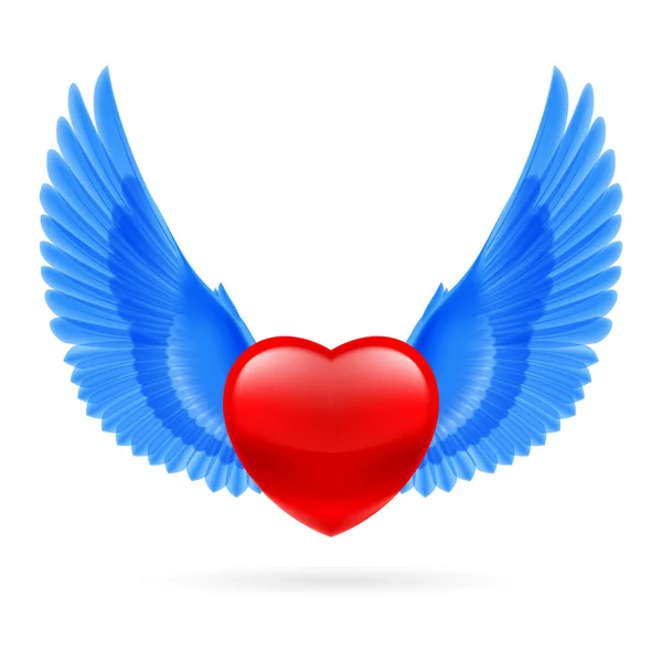 Coeur avec ailes levées — Image vectorielle