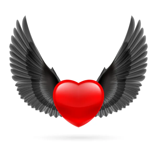 Heart with raised wings — 스톡 벡터