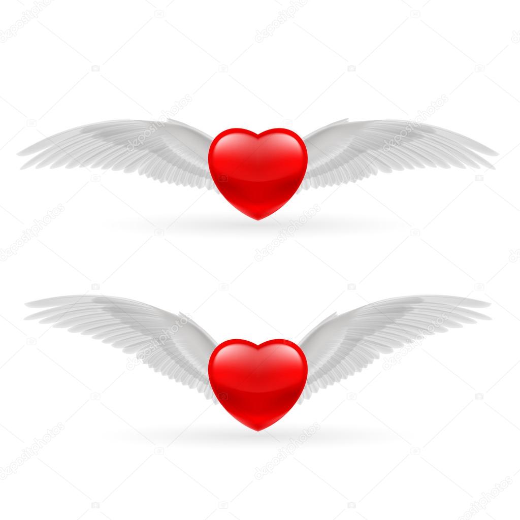 Two hearts with wings