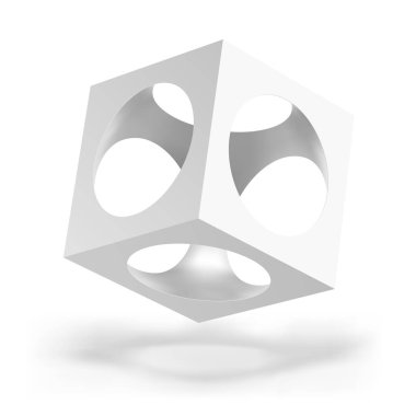 Soyut Beyaz Küp 'ün tasviri. Tasarımınız için Soyut Geometrik Kare Şekilleri Model