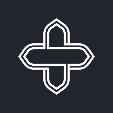 Karmaşık Geometrik Çağdaş Element. İşletme İşareti Simgesi. Siyah Arkaplanda Web Tasarımı ya da Web Siteleri için Birleştirilmiş Rakamlar