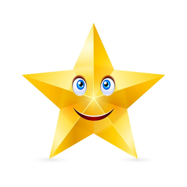 Γελοιογραφία χαμογελώντας αστέρι με μπλε μάτια σε άσπρο φόντο — Διανυσματικό Αρχείο