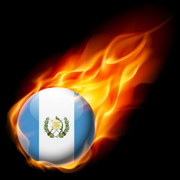 Σημαία της Γουατεμάλας γύρο γυαλιστερό εικονίδιο καύση σε φλόγα — Διανυσματικό Αρχείο