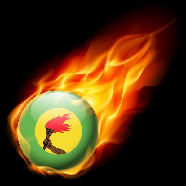 Σημαία του Ζαΐρ ως γύρο γυαλιστερό εικονίδιο καύση σε φλόγα — Διανυσματικό Αρχείο