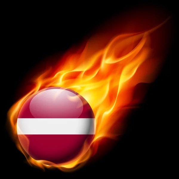 Flaga Łotwy jako cały błyszczący ikona spalanie w płomień — Wektor stockowy