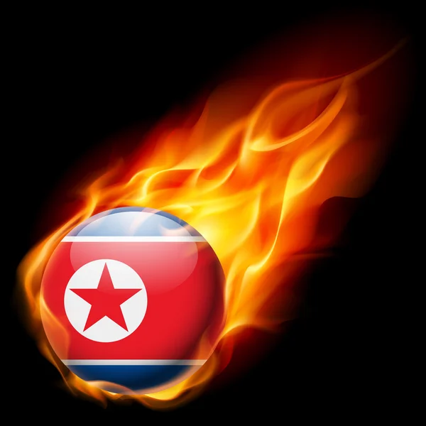 Round glossy icon of north korea — Stock Vector