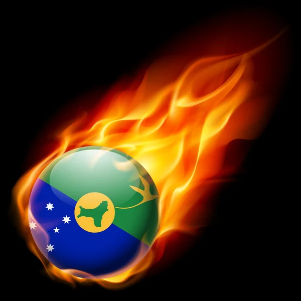 Drapeau de l'île Christmas comme icône ronde brillante brûlant en flamme — Image vectorielle