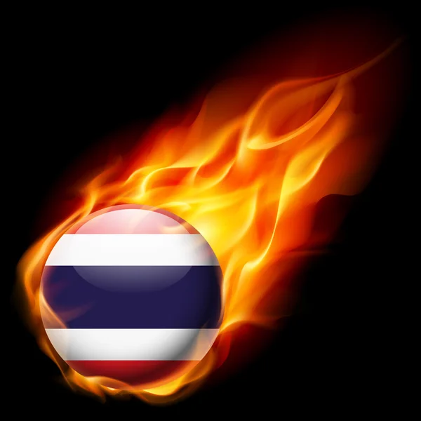 Flagga Thailand som runda blanka ikonen brinnande i lågan — Stock vektor