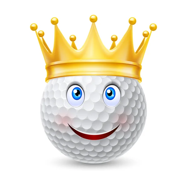 Golden crown on golf ball — Stock Vector