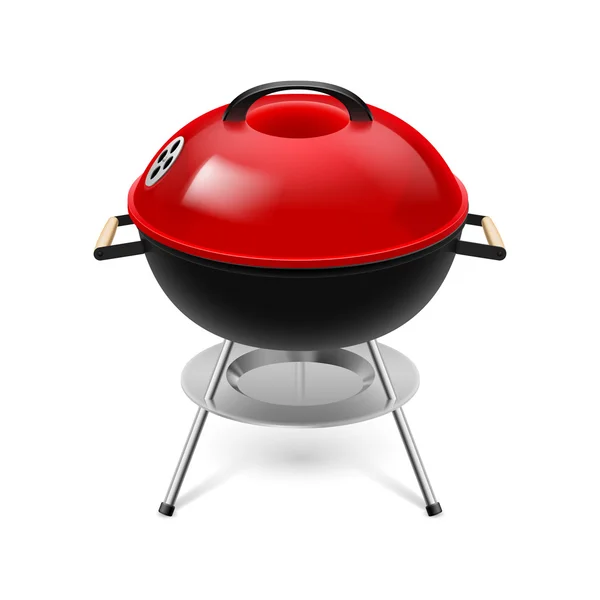 BBQ grill with red cap isolated on white — Stock Vector