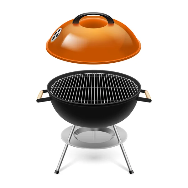 BBQ grill con tappo arancione aperto isolato su bianco — Vettoriale Stock