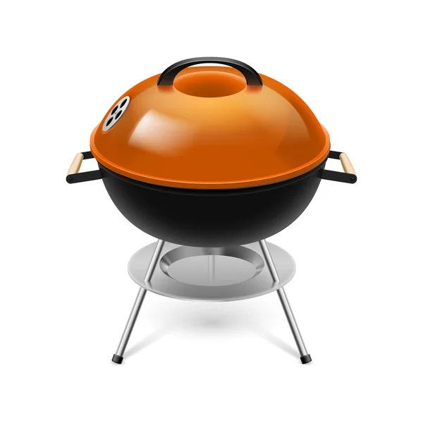 Parrilla BBQ con tapa naranja aislada en blanco — Vector de stock