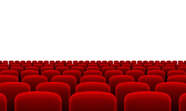 Filas de Cine o Teatro Asientos Rojos — Vector de stock