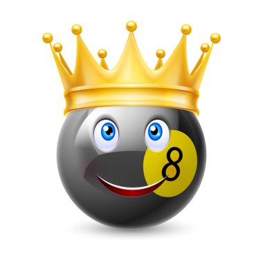 Yüz gülümseyen bir bilardo topu üzerinde altın kaplama