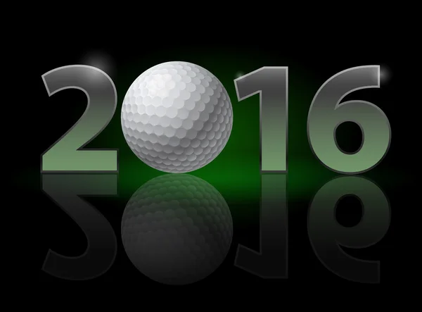 Año Nuevo Veintiséis:: números de metal con pelota de golf en lugar de cero teniendo débil reflejo — Vector de stock