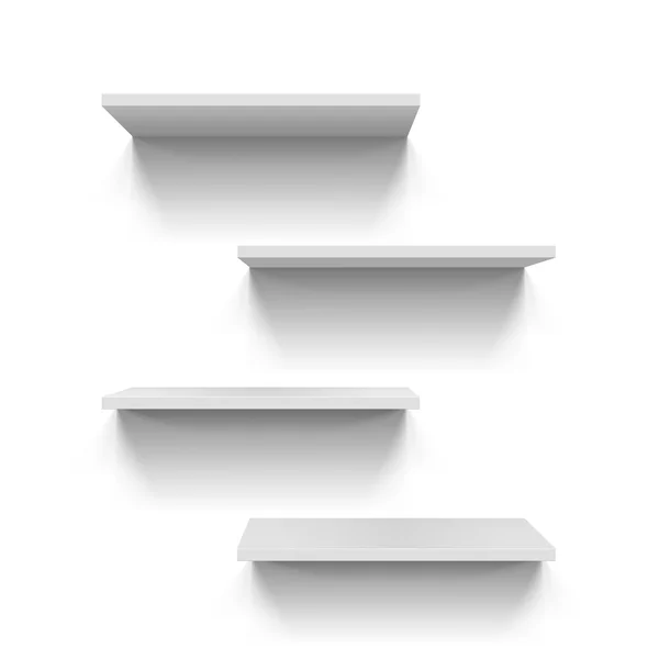 Horizontale graue Bücherregale an der weißen Wand — Stockvektor