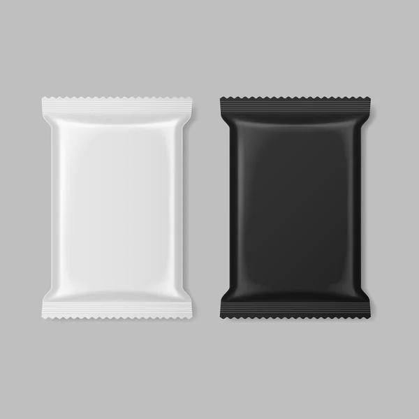 Satz von Polymerverpackungen in schwarzer und weißer Farbe — Stockvektor