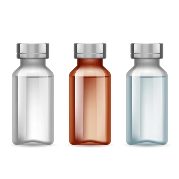 Zestaw małych butelek medycznych ciemne i jasne — Wektor stockowy