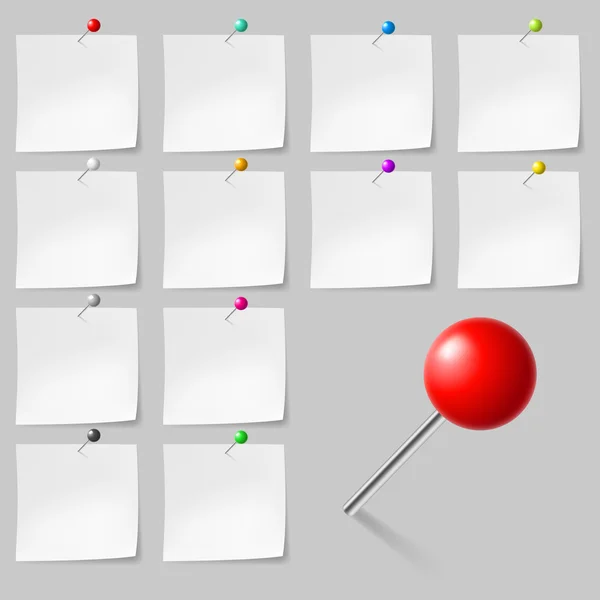 Notas adhesivas con alfileres — Archivo Imágenes Vectoriales
