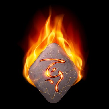 Burning stone with magic rune clipart