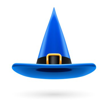 Altın toka ve hatband ile mavi cadı şapka