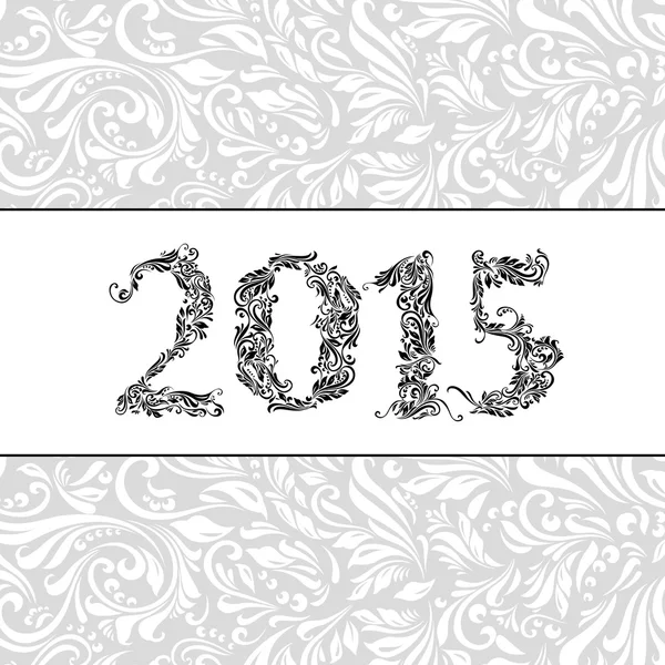 Елегантний білий банер на 2015 рік над вишуканим квітковим візерунком — стоковий вектор