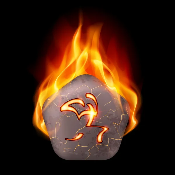 燃焼の魔法のルーンの石 — ストックベクタ