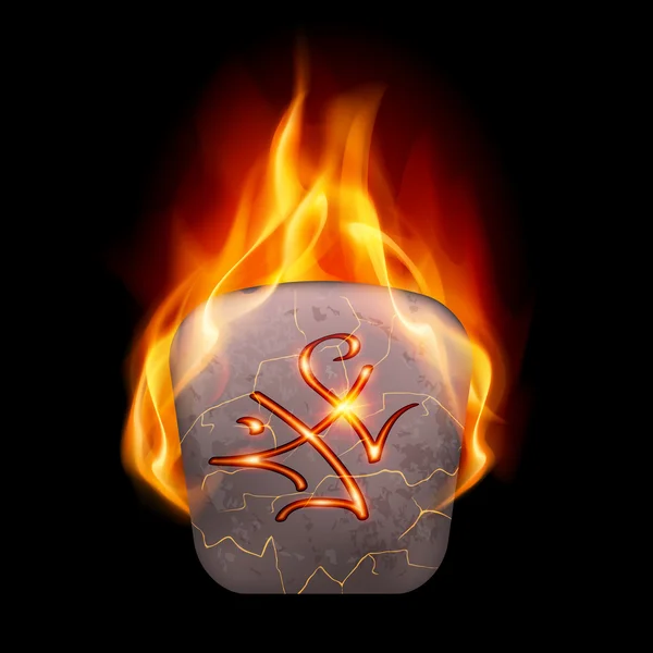 Brændende sten med magiske rune – Stock-vektor