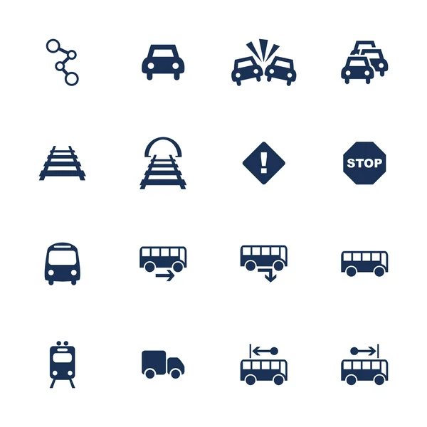 Set van pictogrammen voor het vervoer in vlakke stijl — Stockvector