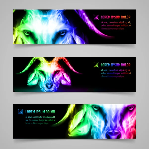 Goat fire banners — Stock Vector