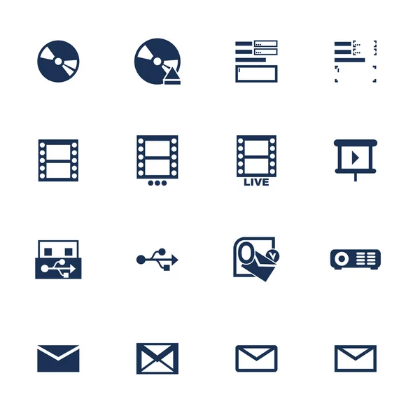 Ensemble d'icônes pour interface multimédia dans un style plat — Image vectorielle