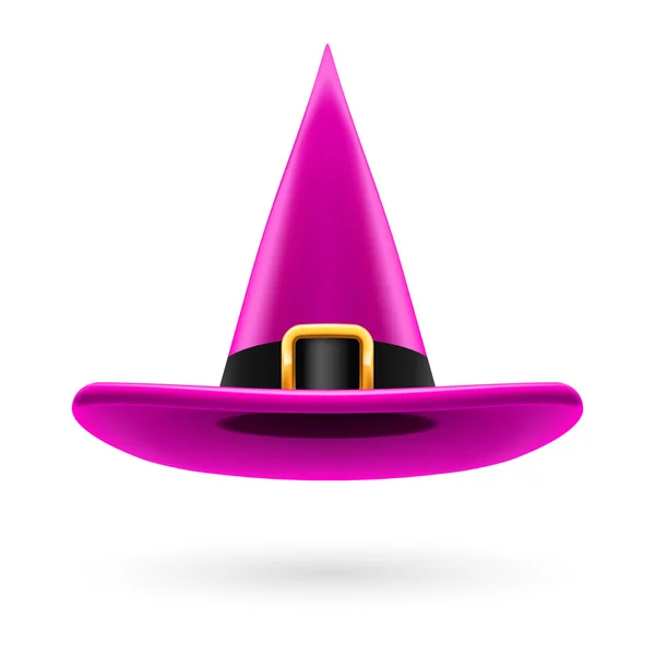 Chapéu de bruxa Magenta com fivela dourada e hatband —  Vetores de Stock