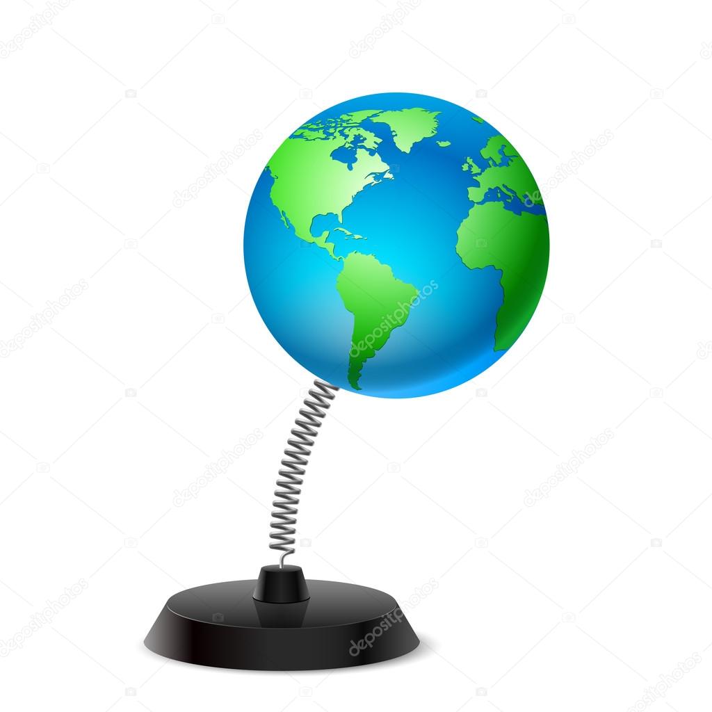 Table souvenir in form of terrestrial globe on spring