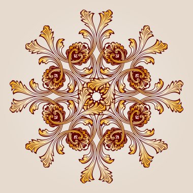 Sekiz yaprakları ile süslü çiçek şeklinde soyut çiçek desenli öğesi
