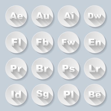 Kümesini belirtileri olan programlar ve efektif gri arka plan üzerinde yuvarlak düz