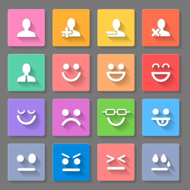 Kare kümesi yuvarlak simgeler gri arka plan üzerinde