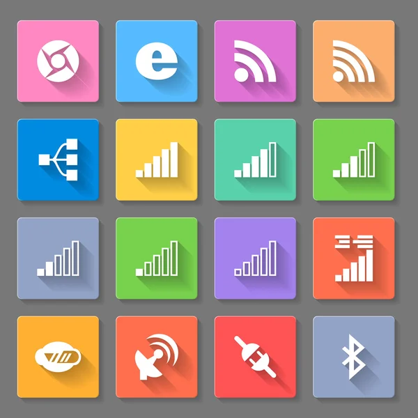 Set van kleurrijke pictogrammen met indicator verbinding — Stockvector