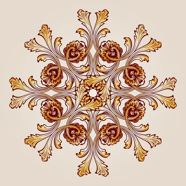 Abstract floral pattern element in the form of ornate flower with eight petals — Stock Vector