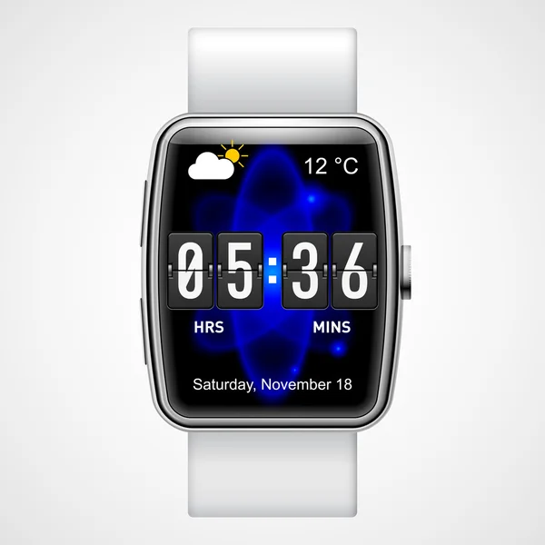 Reloj de pulsera digital inteligente sobre fondo blanco — Archivo Imágenes Vectoriales