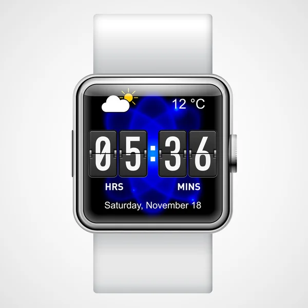 白い背景の上の正方形の画面を持つスマート デジタル腕時計 — ストックベクタ