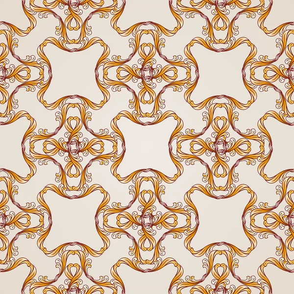 Motif floral abstrait sans couture en forme de lignes dorées — Image vectorielle