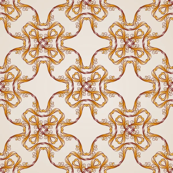 Motif floral abstrait sans couture sous la forme de lignes dorées ornées — Image vectorielle