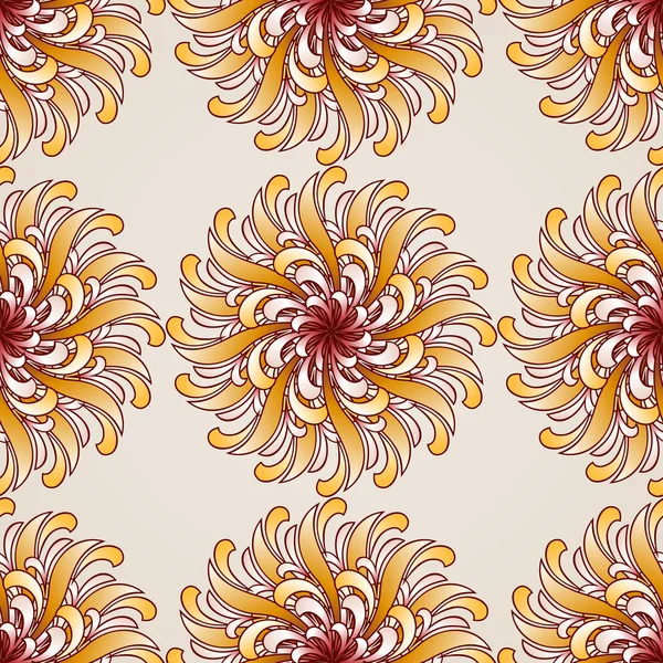 Motif floral abstrait sans couture sous la forme de fleurs dorées ornées — Image vectorielle