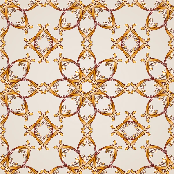 꽃의 모양에 있는 황금 완벽 한 추상 꽃 패턴 — 스톡 벡터