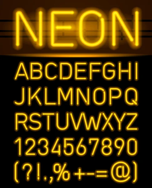 Neon fuente y símbolos — Vector de stock