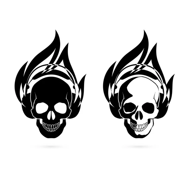 Skull with headphone — Stock Vector
