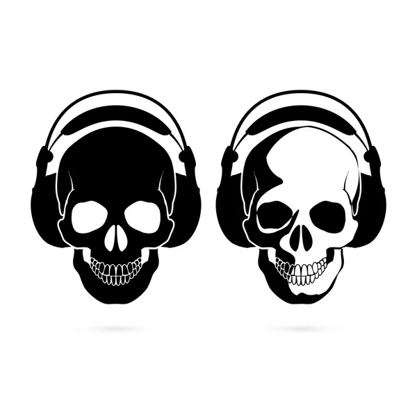 Skull with headphone — Stock Vector