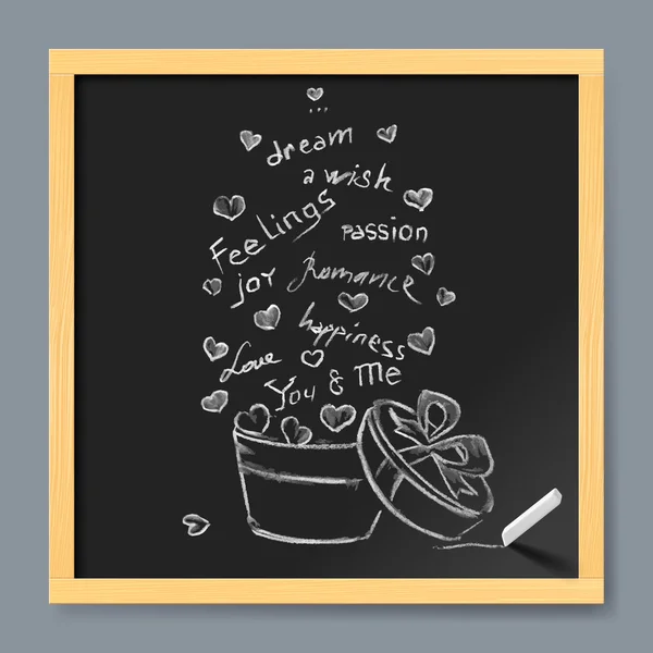 Valentine card on chalkboard — Stock Vector