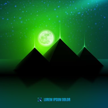 Yeşil gece çöl manzarası